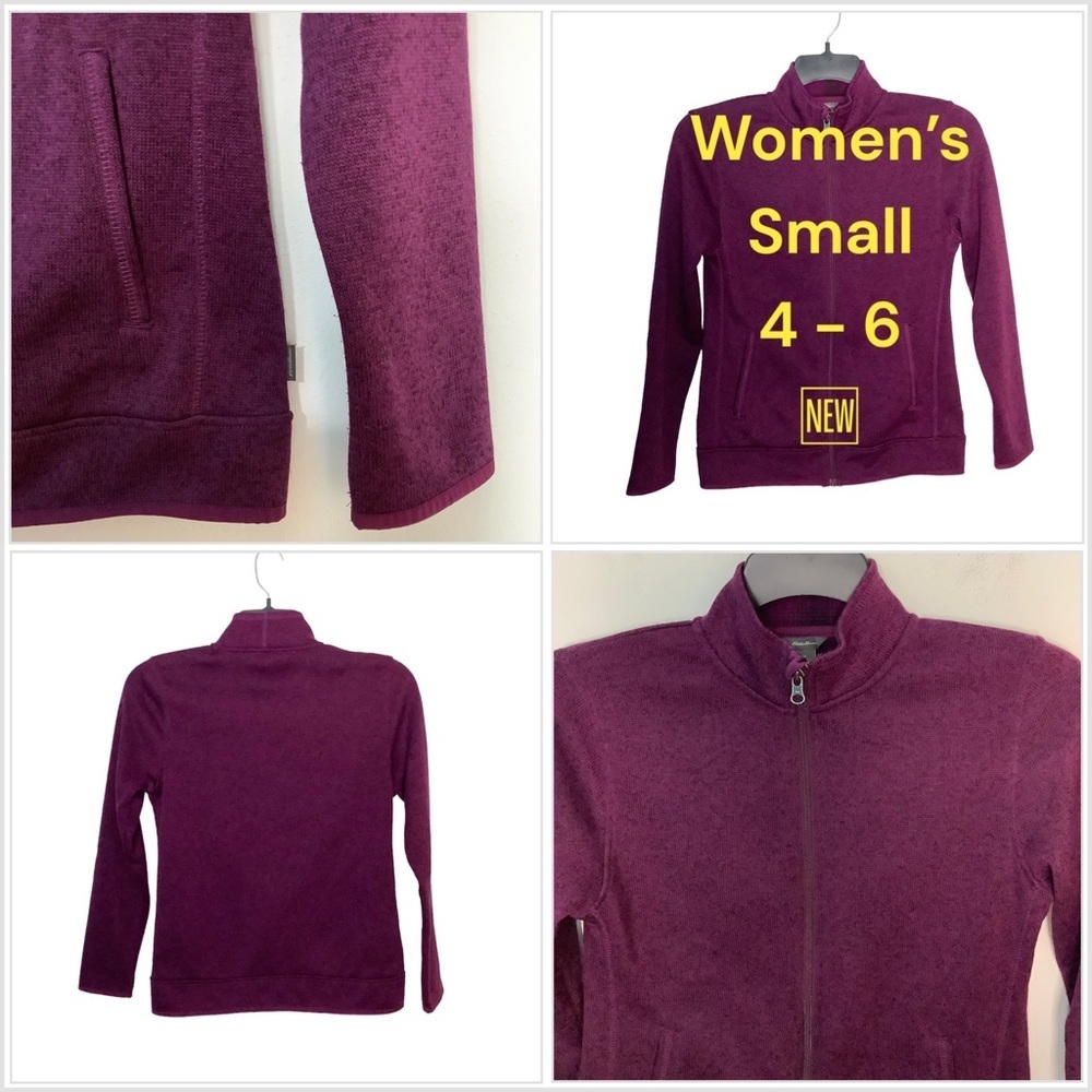 Women’s Eddie Bauer Quest Small 4 - 6 Full Zip Purple Jacket Long Sleeve Pockets